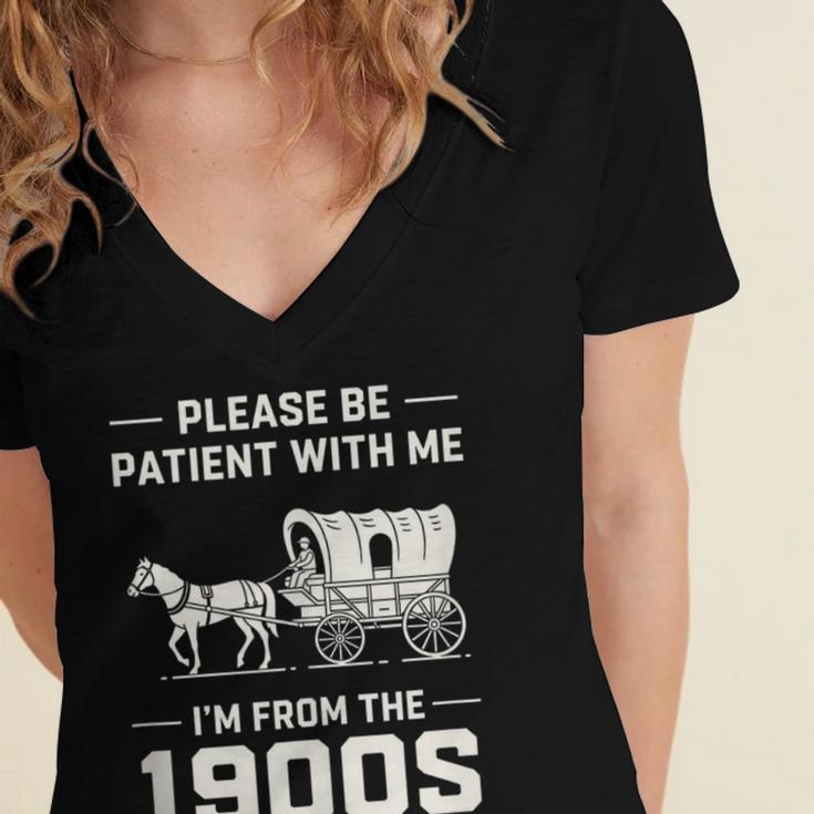 Dad Please Be Patient With Me I'm From The 1900s Vintage Women's Jersey Short Sleeve Deep V-Neck Tshirt