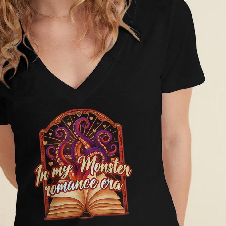 Dark Romance Smut Reader Spicy Book In My Monster Romance Women's Jersey Short Sleeve Deep V-Neck Tshirt