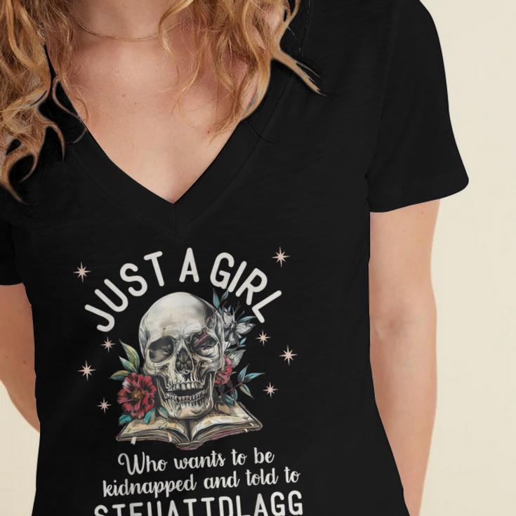 Dark Romance Smutt Book Merch STFUATTDLAGG Good Girl Trigger Women's Jersey Short Sleeve Deep V-Neck Tshirt