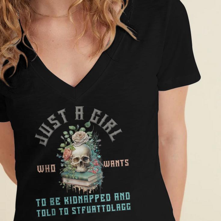 Dark Romance Women STFUATTDLAGG Smutt Book Merch Good Girl Women's Jersey Short Sleeve Deep V-Neck Tshirt Dark Romance Women STFUATTDLAGG Smutt Book Merch Good Girl Women's Jersey Short Sleeve Deep V-Neck Tshirt