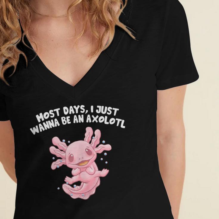 Most Days I Just Wanna Be An Axolotl Salamander Introvert Women's Jersey Short Sleeve Deep V-Neck Tshirt Most Days I Just Wanna Be An Axolotl Salamander Introvert Women's Jersey Short Sleeve Deep V-Neck Tshirt