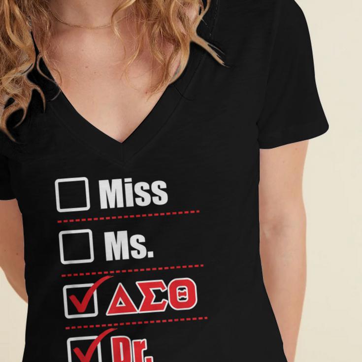 Delta Sigma Theta Sorority Delta Doctor Graduation Women's Jersey Short Sleeve Deep V-Neck Tshirt