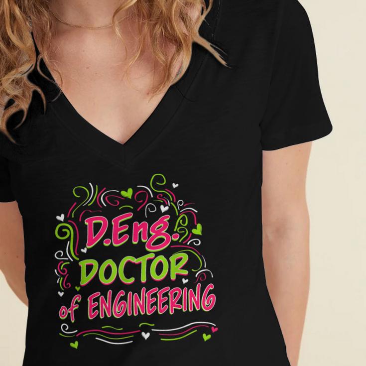 DEng Doctor Of Engineering Doctorate Graduation Women's Jersey Short Sleeve Deep V-Neck Tshirt