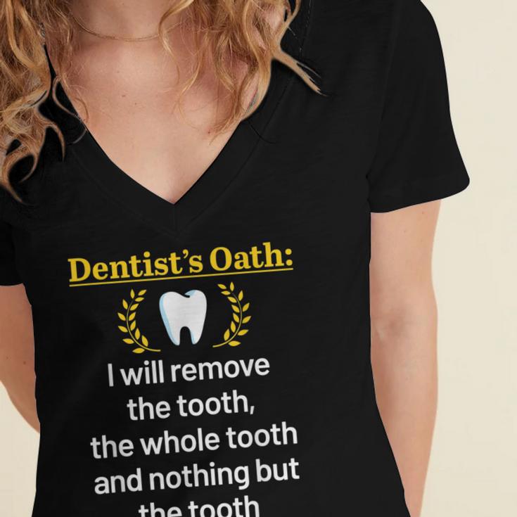 Dentist Dental School Graduation Tooth Oath Dentistry Women's Jersey Short Sleeve Deep V-Neck Tshirt