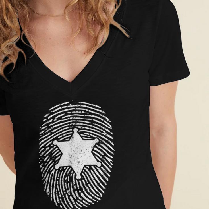 Deputy Sheriff DNA Sheriff Graduation 6 Star Badge Women's Jersey Short Sleeve Deep V-Neck Tshirt