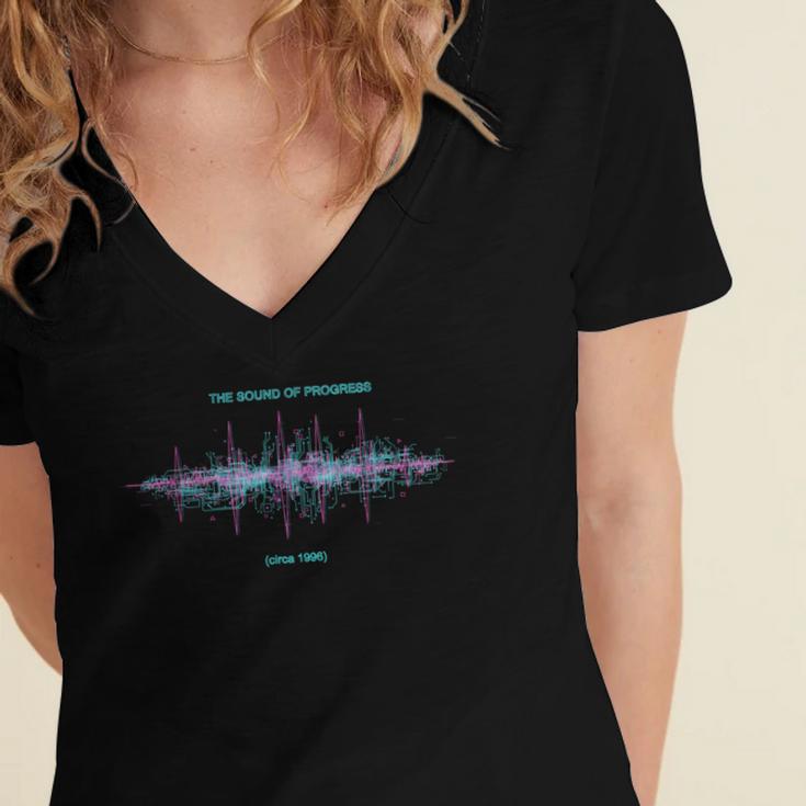DIAL UP Modem Sound Of Progress 1996 Gen X Tech Nostalgia Women's Jersey Short Sleeve Deep V-Neck Tshirt