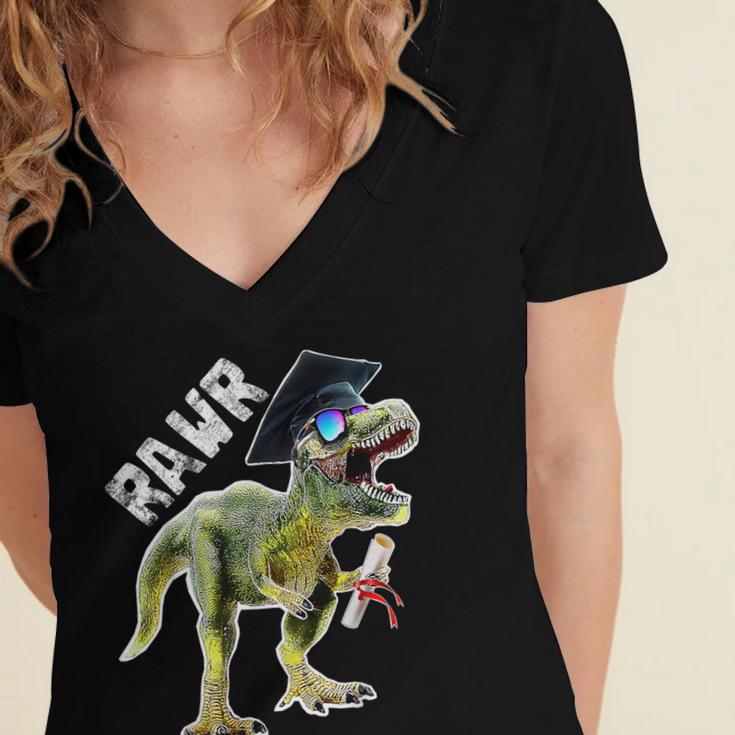 DinosaurRex Rawr Last Day Of School Graduation Shirt Women's Jersey Short Sleeve Deep V-Neck Tshirt