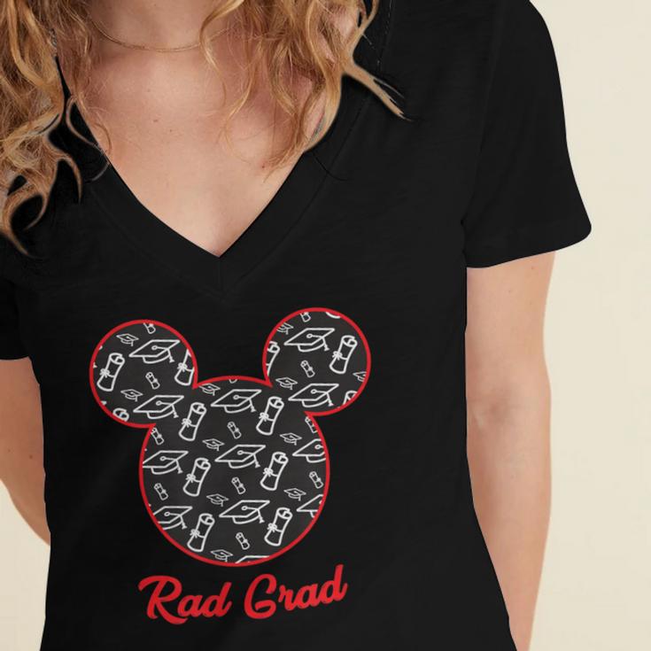 Disney Graduation Rad Grad Women's Jersey Short Sleeve Deep V-Neck Tshirt