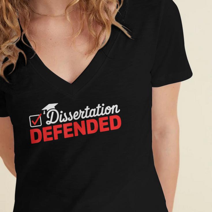 Dissertation Defended PhD Graduate PhD Graduation 2025 Women's Jersey Short Sleeve Deep V-Neck Tshirt