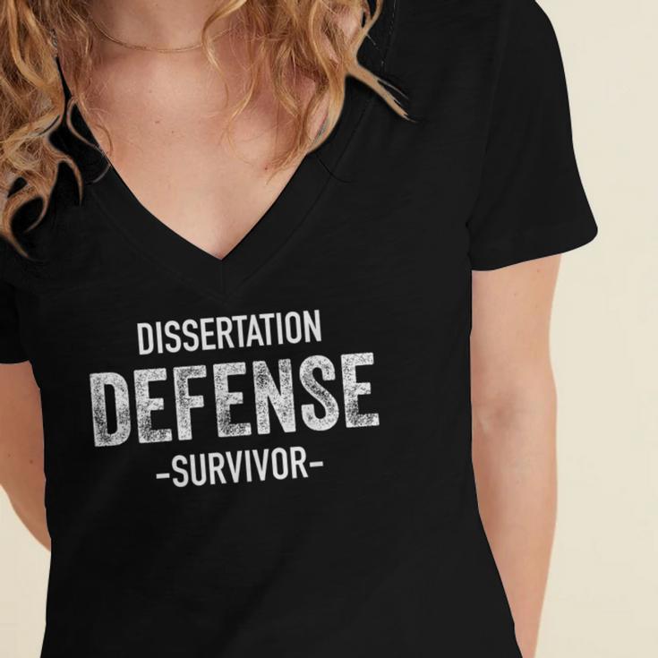 Dissertation Defense Survivor PhD Graduation Law Women's Jersey Short Sleeve Deep V-Neck Tshirt