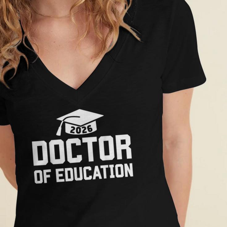 Doctor Of Education 2026 EDD Doctoral Degree Graduation Women's Jersey Short Sleeve Deep V-Neck Tshirt
