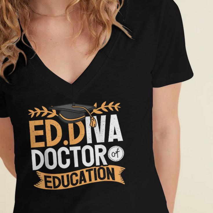 Doctor Of Education EdD Graduation ED Diva Women's Jersey Short Sleeve Deep V-Neck Tshirt