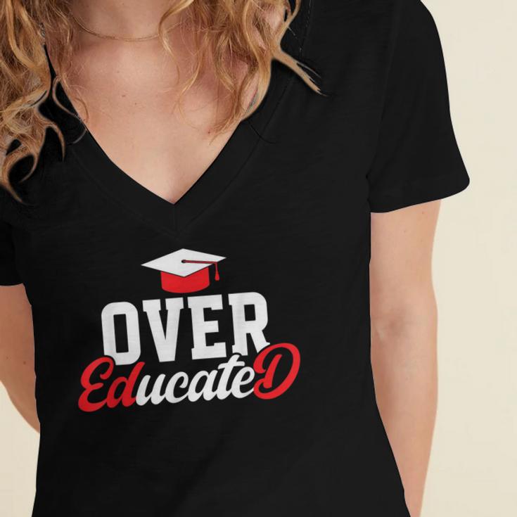 Doctor Of Education Over Educated EdD Doctorate Graduation Women's Jersey Short Sleeve Deep V-Neck Tshirt