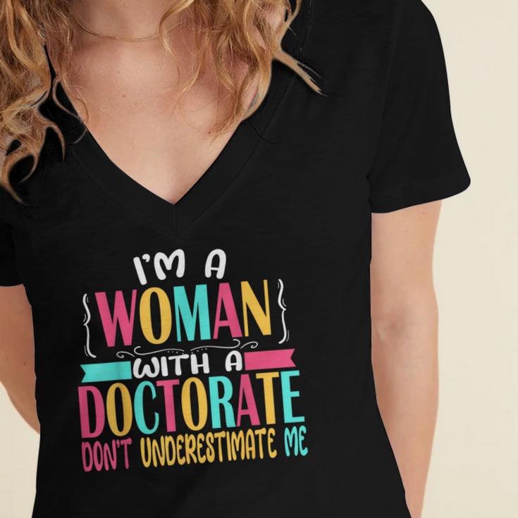 Doctorate Degree PhD Graduation PsyD Woman EdD Psychology Women's Jersey Short Sleeve Deep V-Neck Tshirt