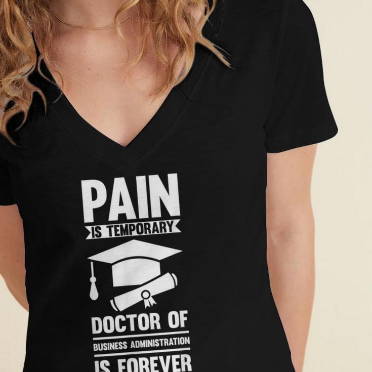 Doctorate Is Forever- Graduation Achievement DBA Doctorate Women's Jersey Short Sleeve Deep V-Neck Tshirt