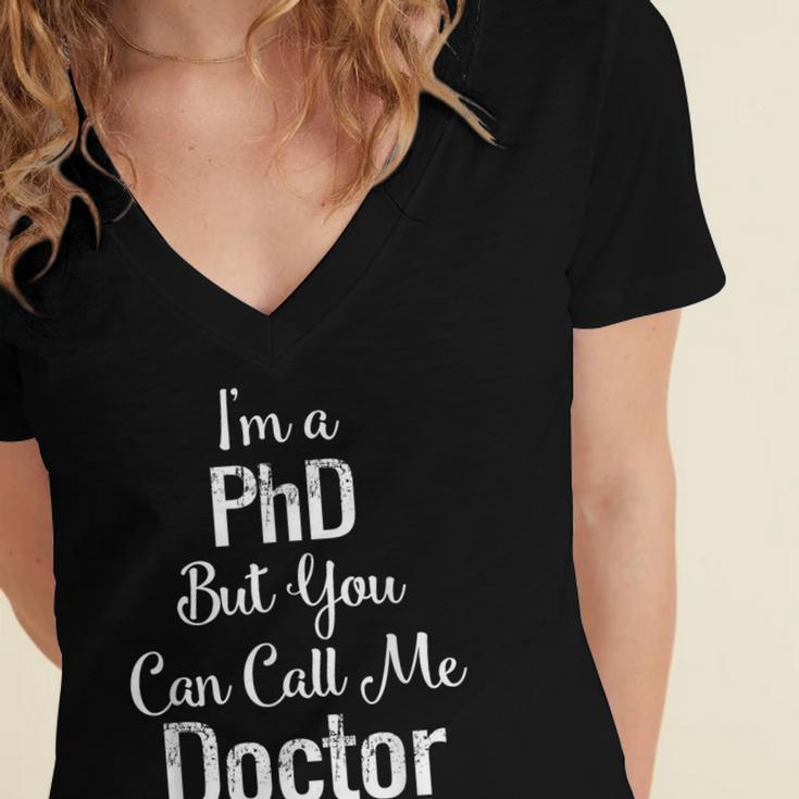 For Doctors PhD Graduation Tee Women's Jersey Short Sleeve Deep V-Neck Tshirt
