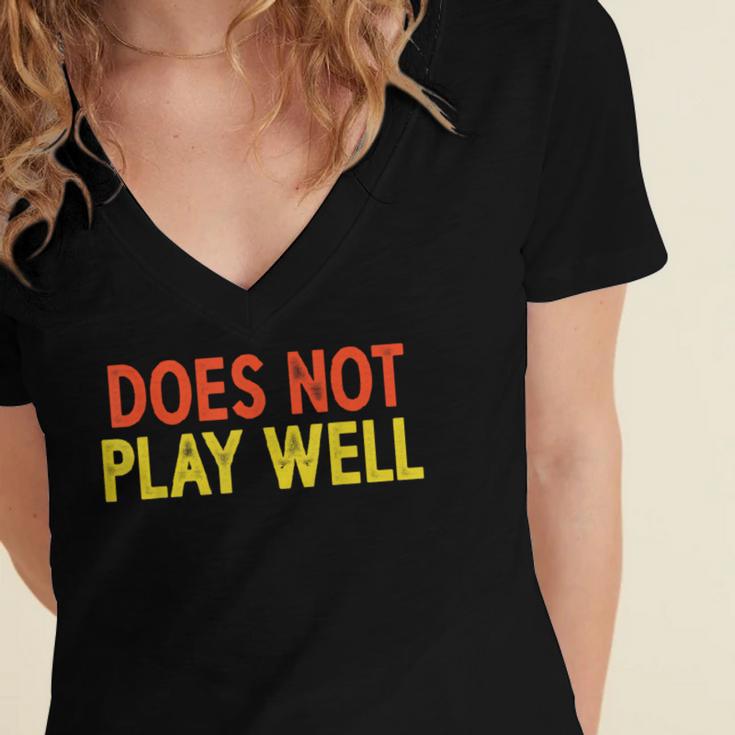 Does Not Play Well I Introvert Women's Jersey Short Sleeve Deep V-Neck Tshirt