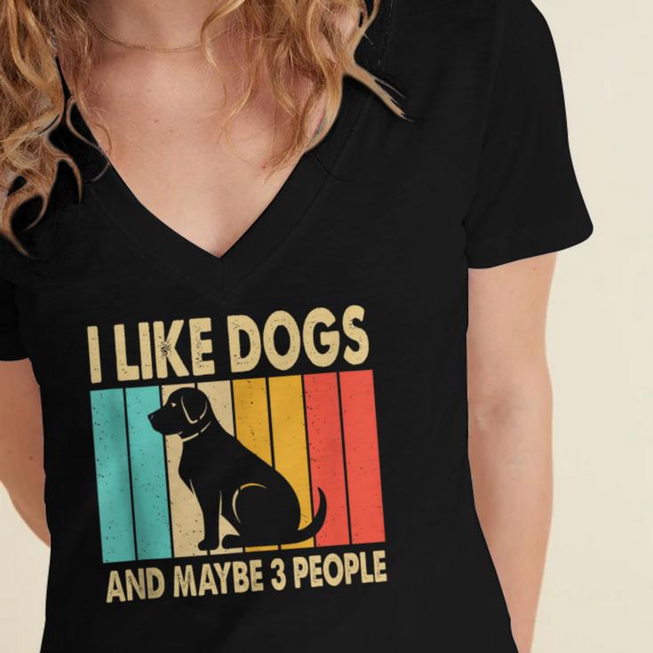 I Like Dogs And Maybe 3 People Introvert Women's Jersey Short Sleeve Deep V-Neck Tshirt I Like Dogs And Maybe 3 People Introvert Women's Jersey Short Sleeve Deep V-Neck Tshirt