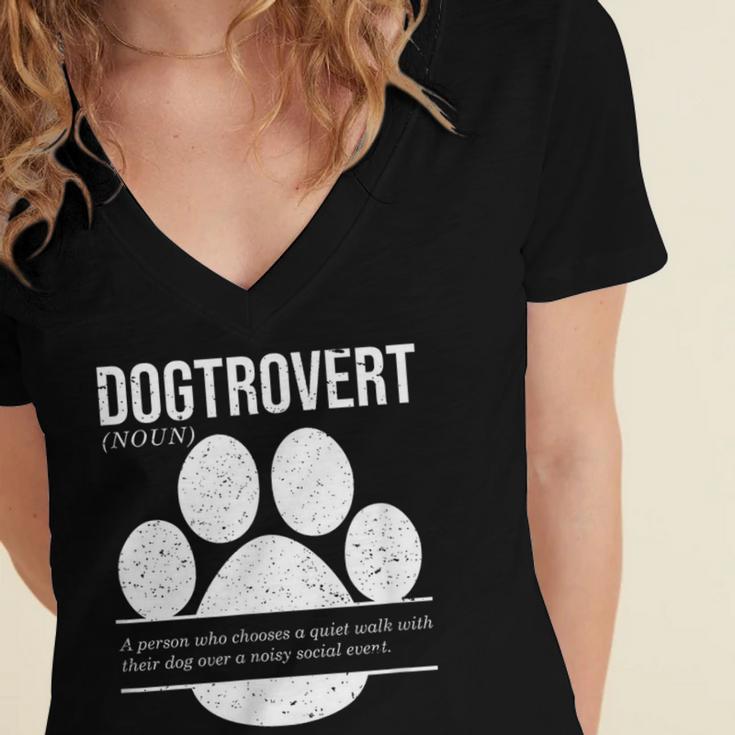 Dogtrovert Definition Introvert Dog Lover For Men Women Girls Kids Women's Jersey Short Sleeve Deep V-Neck Tshirt