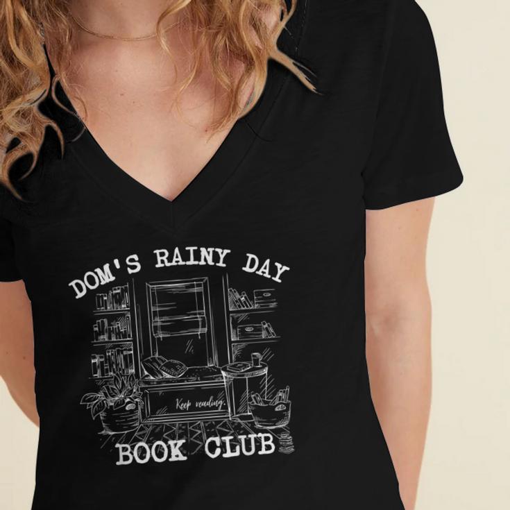 Dom's Rainy Day Book Club Women's Jersey Short Sleeve Deep V-Neck Tshirt Dom's Rainy Day Book Club Women's Jersey Short Sleeve Deep V-Neck Tshirt
