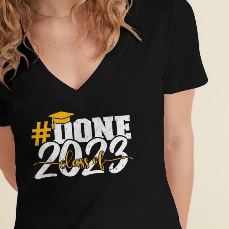 Done Class Of 2023 Graduation For Her Him Grad Seniors 2023 Women's Jersey Short Sleeve Deep V-Neck Tshirt