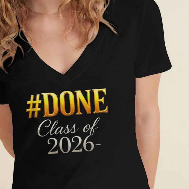 Done Class Of 2026 Graduation Women's Jersey Short Sleeve Deep V-Neck Tshirt