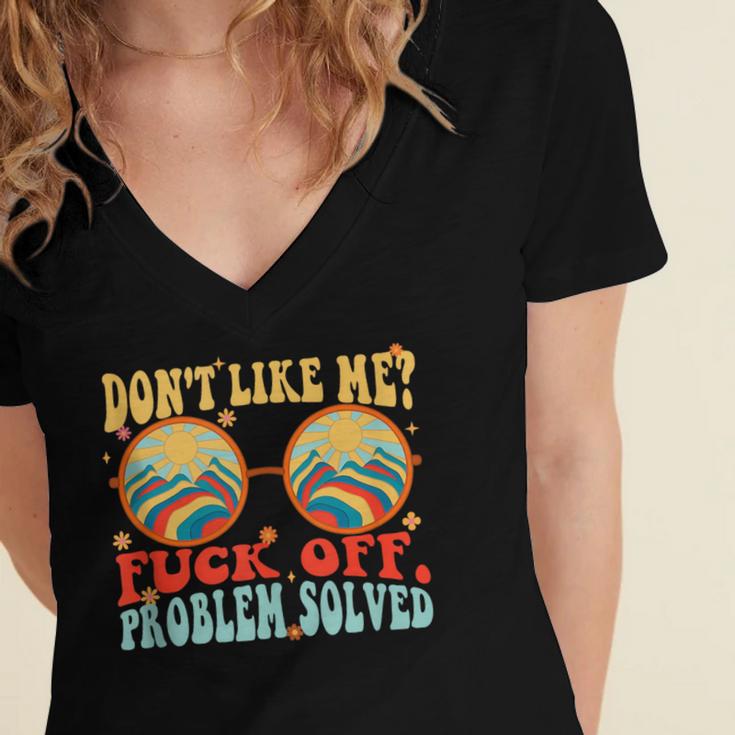 Don't Like Me Antisocial Introvert & Anti Social Women's Jersey Short Sleeve Deep V-Neck Tshirt