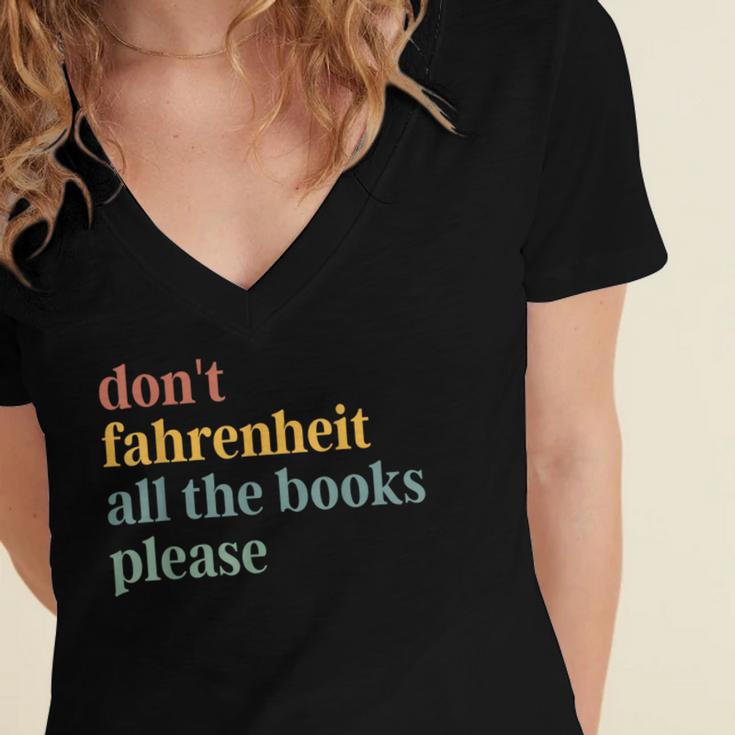 Don't Fahrenheit The Books Women's Jersey Short Sleeve Deep V-Neck Tshirt Don't Fahrenheit The Books Women's Jersey Short Sleeve Deep V-Neck Tshirt
