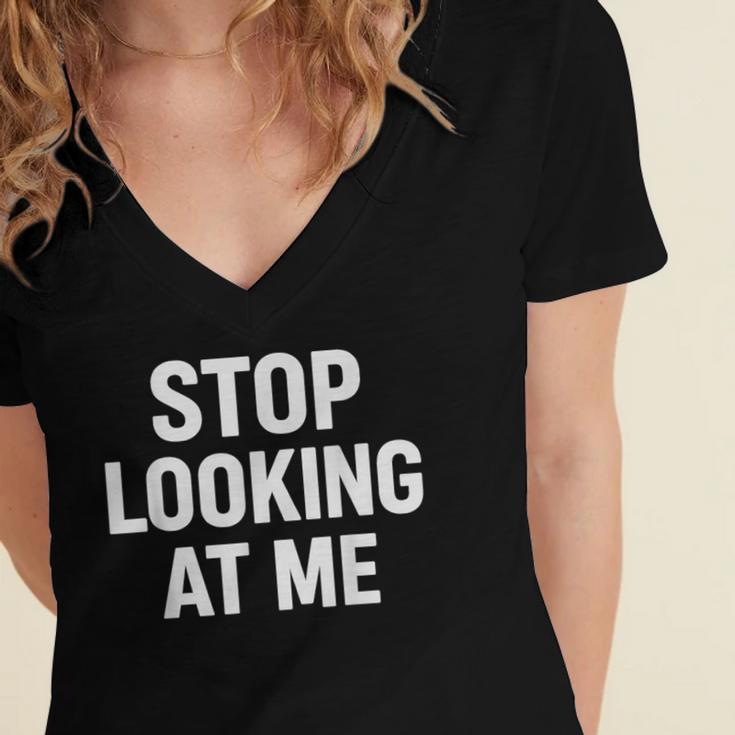 Dont Looking At Me Sarcastic Introvert Women's Jersey Short Sleeve Deep V-Neck Tshirt Dont Looking At Me Sarcastic Introvert Women's Jersey Short Sleeve Deep V-Neck Tshirt
