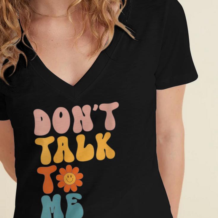 Don't Talk To Me Sarcastic Introvert Antisocial Women's Jersey Short Sleeve Deep V-Neck Tshirt