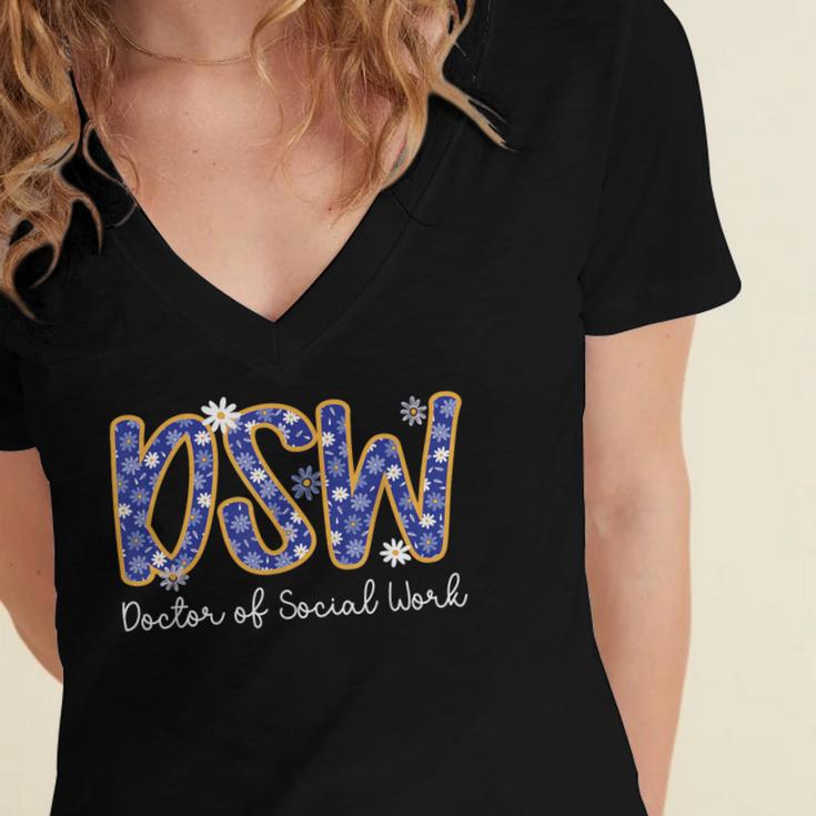 DSW Doctor Of Social Work Graduation DSW Graduate Women's Jersey Short Sleeve Deep V-Neck Tshirt
