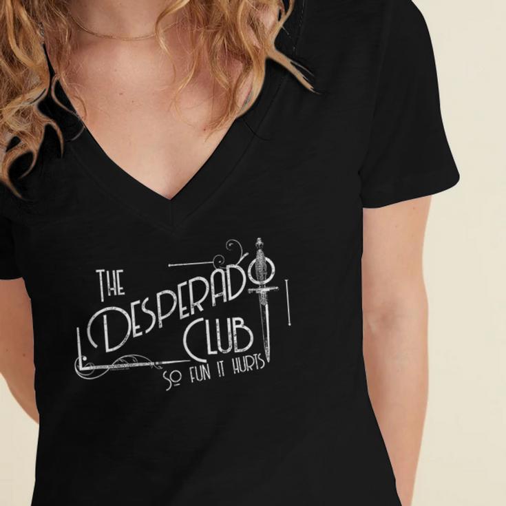 Dungeon Crawler Carl The Desperado Club Sign Sci-Fi Book Women's Jersey Short Sleeve Deep V-Neck Tshirt Dungeon Crawler Carl The Desperado Club Sign Sci-Fi Book Women's Jersey Short Sleeve Deep V-Neck Tshirt