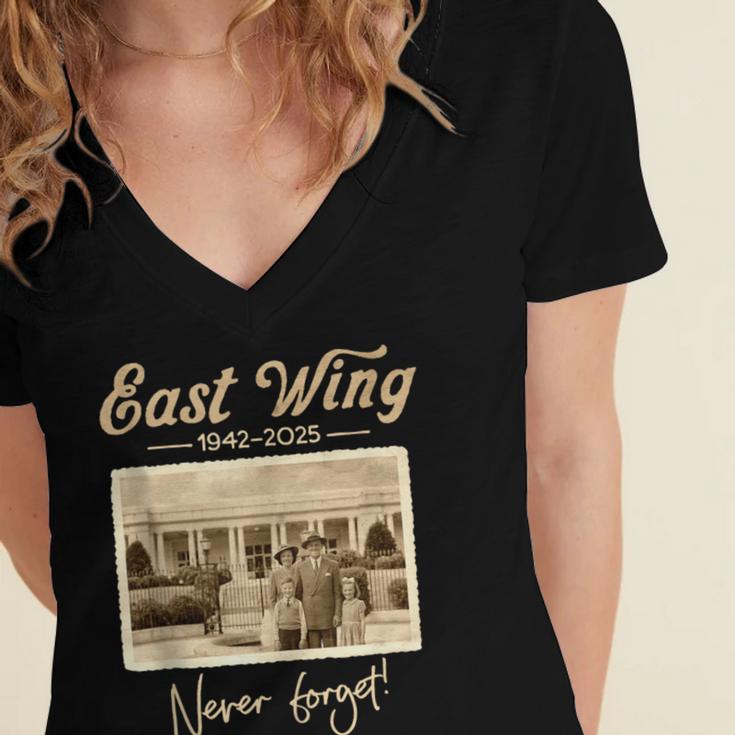East Wing Never Forget American Vintage Nostalgia Women's Jersey Short Sleeve Deep V-Neck Tshirt East Wing Never Forget American Vintage Nostalgia Women's Jersey Short Sleeve Deep V-Neck Tshirt