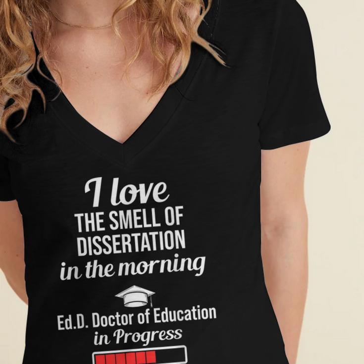 EdD Doctor Of Education Dissertation Doctorate Graduation Women's Jersey Short Sleeve Deep V-Neck Tshirt