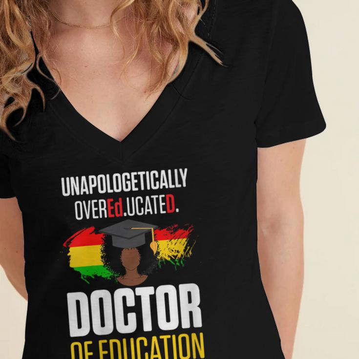 EdD Doctor Of Education Educated Doctorate Graduation Women's Jersey Short Sleeve Deep V-Neck Tshirt