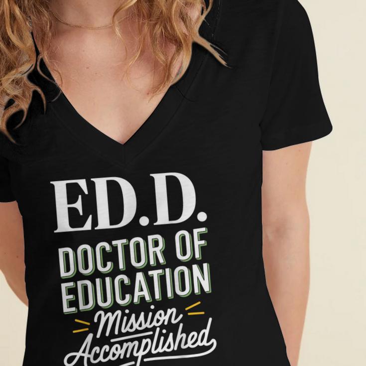EdD Doctor Of Education Graduation For Doctoral Degree Women's Jersey Short Sleeve Deep V-Neck Tshirt