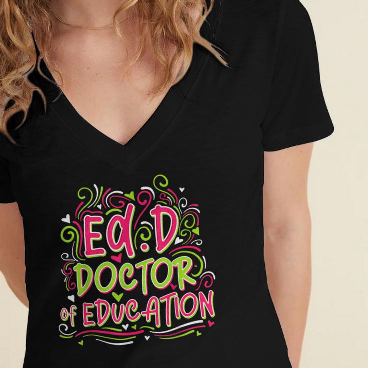 EdD Doctor Of Education For Doctor Of Education Graduation Women's Jersey Short Sleeve Deep V-Neck Tshirt