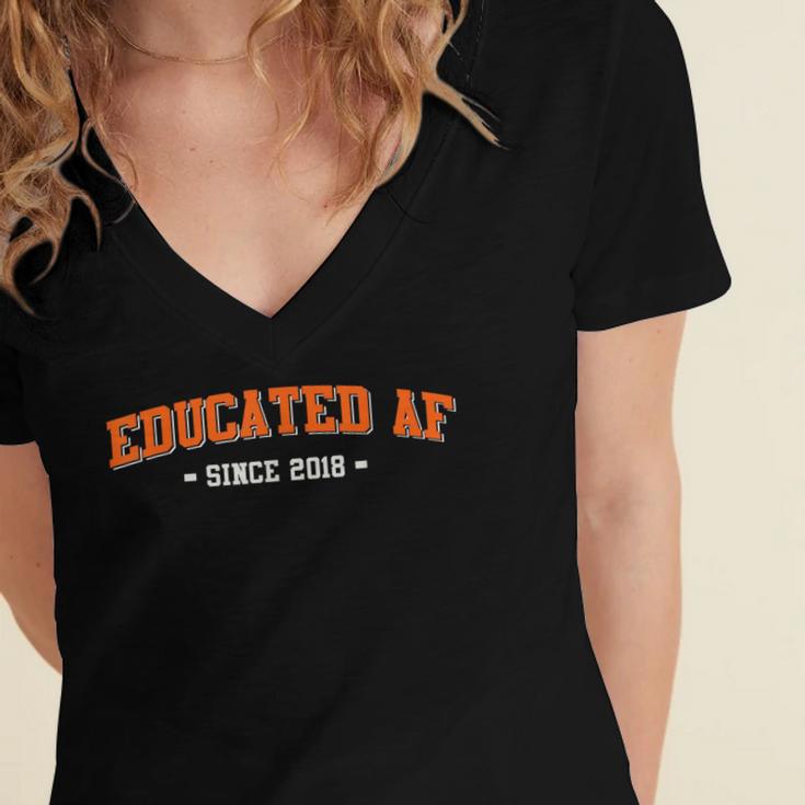 Educated AF 2018 Graduation Women's Jersey Short Sleeve Deep V-Neck Tshirt