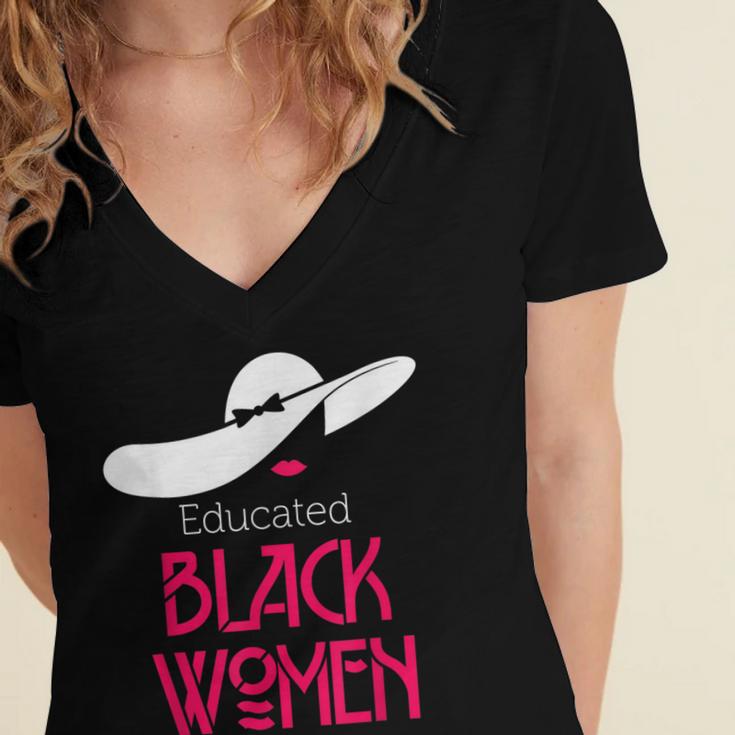 Educated Women Graduation Shirt Women's Jersey Short Sleeve Deep V-Neck Tshirt