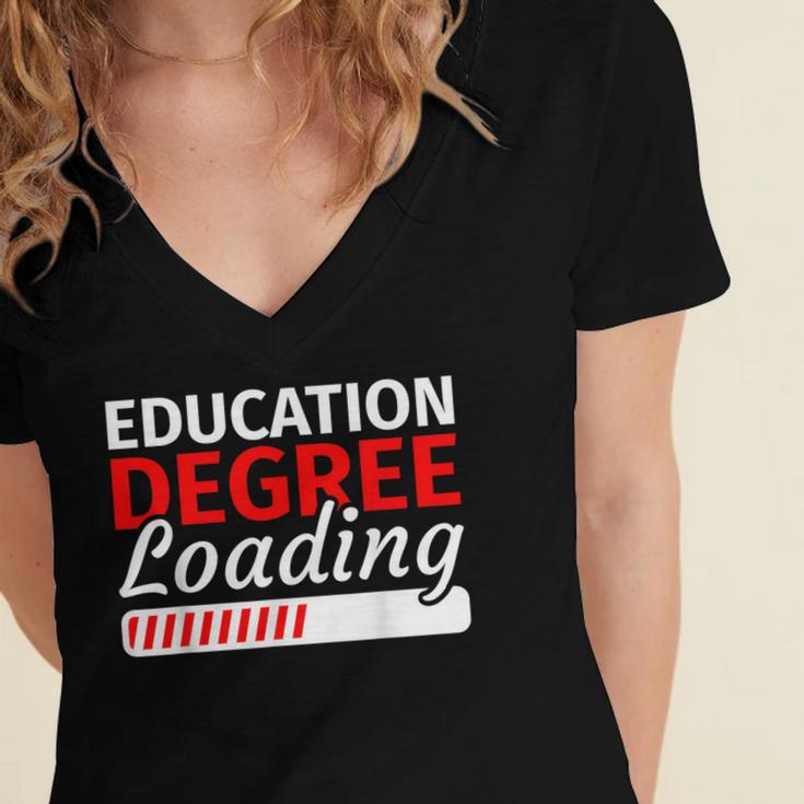 Education Major Shirts Teaching Degree Loading Graduation Women's Jersey Short Sleeve Deep V-Neck Tshirt