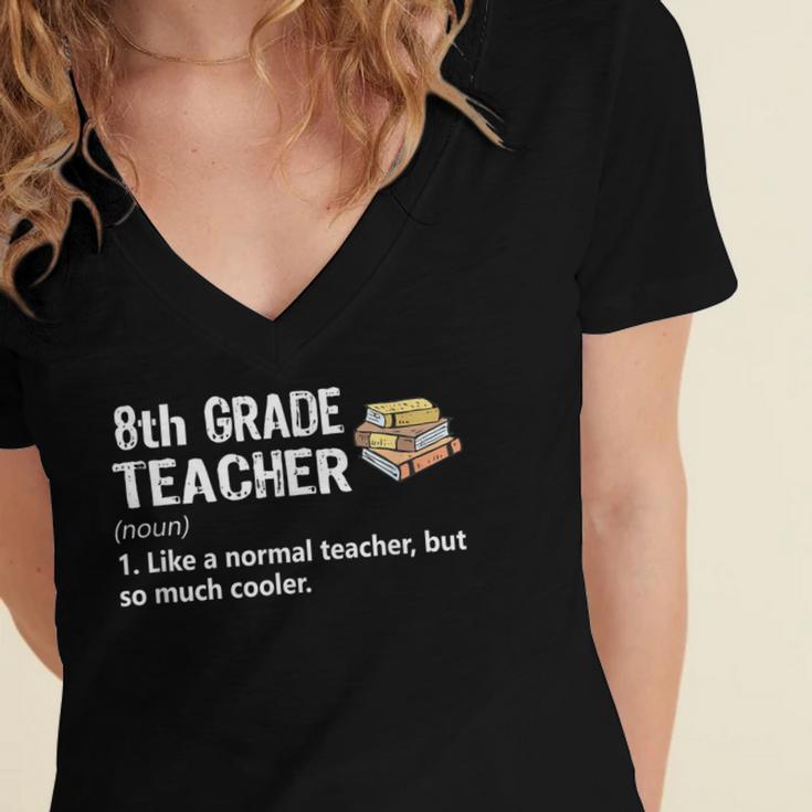 Eighth Grade Teacher Graduation Shirts Gifts Funny Saying Women's Jersey Short Sleeve Deep V-Neck Tshirt
