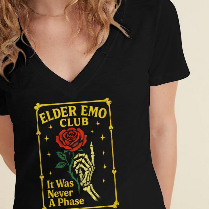 Elder Emo Club Emo Gothic Music Nostalgia Women's Jersey Short Sleeve Deep V-Neck Tshirt Elder Emo Club Emo Gothic Music Nostalgia Women's Jersey Short Sleeve Deep V-Neck Tshirt