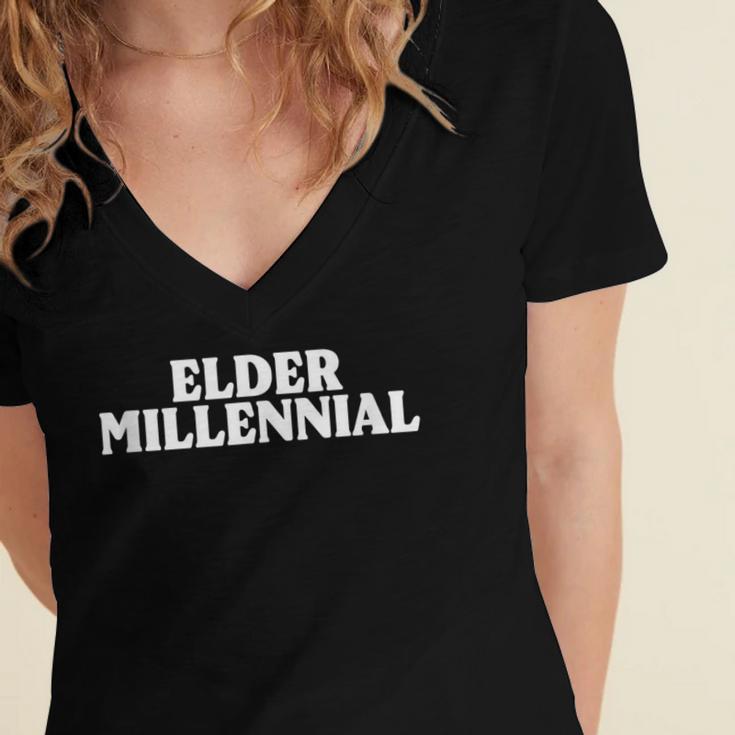 Elder Millennial Retro 90s Nostalgia Women's Jersey Short Sleeve Deep V-Neck Tshirt
