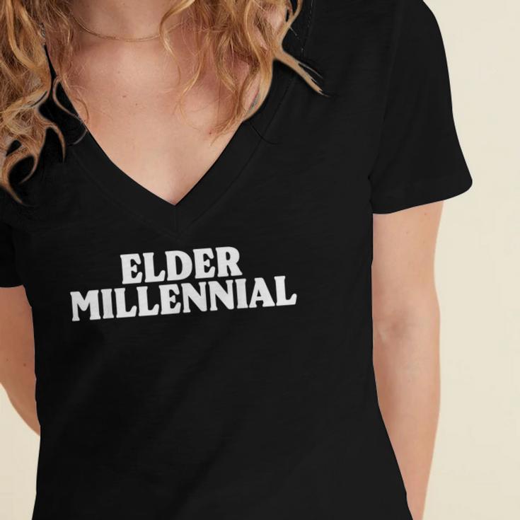Elder Millennial Retro 90s Nostalgia Women's Jersey Short Sleeve Deep V-Neck Tshirt Elder Millennial Retro 90s Nostalgia Women's Jersey Short Sleeve Deep V-Neck Tshirt