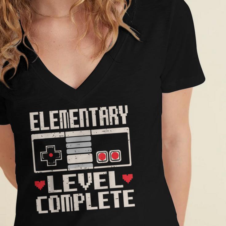 Elementary Level Complete Gamer Class Of 2025 Graduation Women's Jersey Short Sleeve Deep V-Neck Tshirt