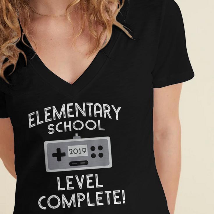 Elementary School Graduation Level Complete Gamer Women's Jersey Short Sleeve Deep V-Neck Tshirt