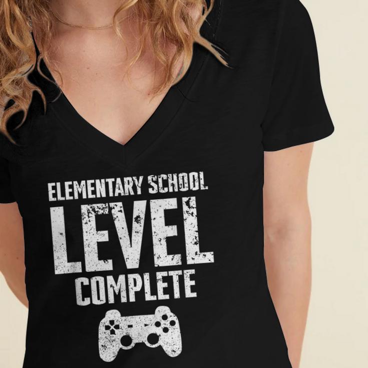 Elementary School Level Complete Gamer Graduate Graduation Women's Jersey Short Sleeve Deep V-Neck Tshirt