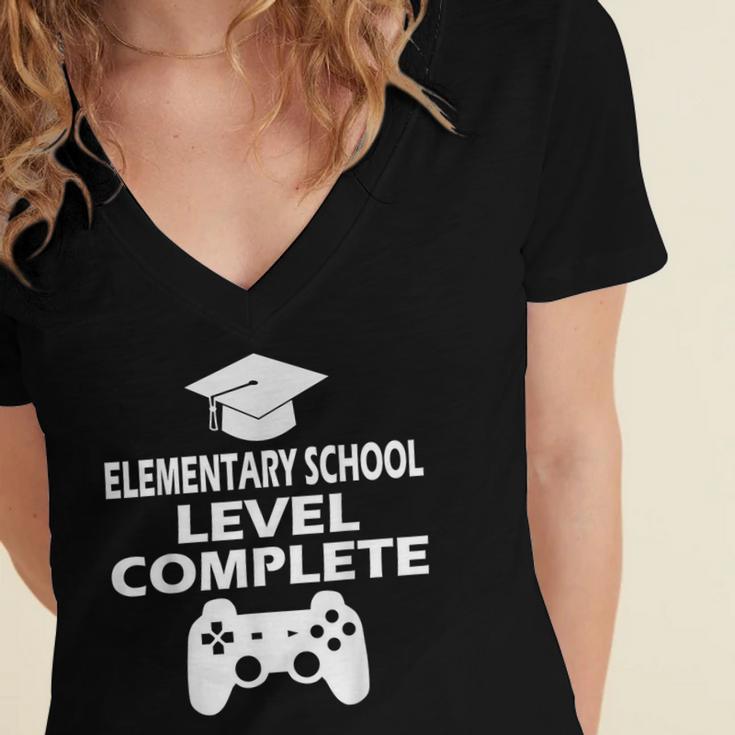 Elementary School Level Complete Gamer Graduation Day 2024 Women's Jersey Short Sleeve Deep V-Neck Tshirt