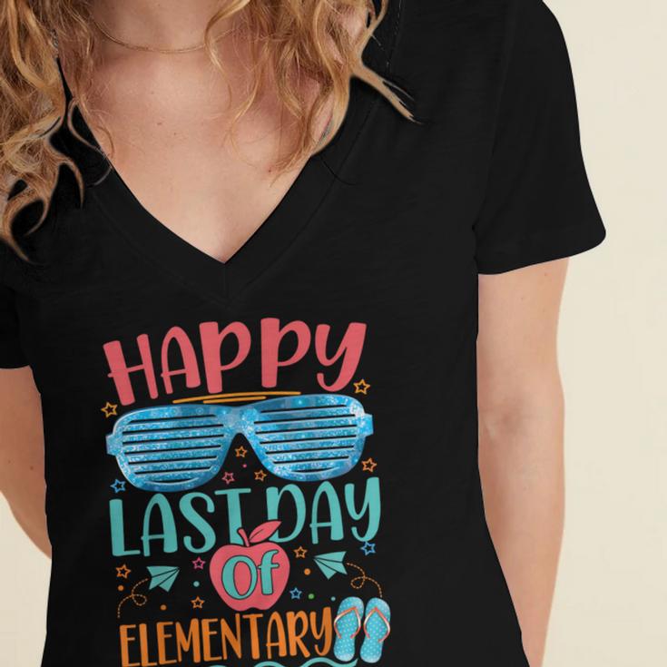 Elementary Teacher Student Graduation Last Day School Women's Jersey Short Sleeve Deep V-Neck Tshirt