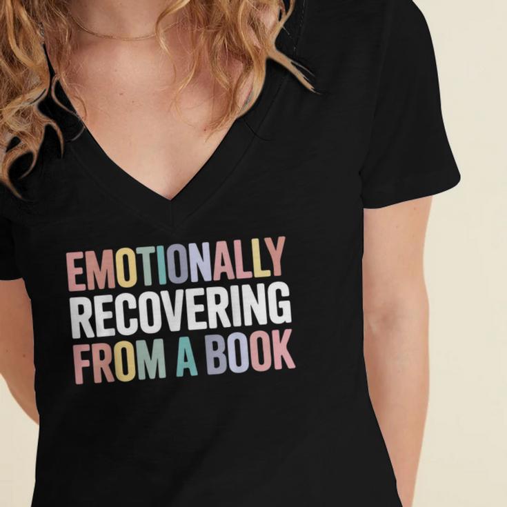 Emotionally Recovering From a Book Reading Librarian Women's Jersey Short Sleeve Deep V-Neck Tshirt